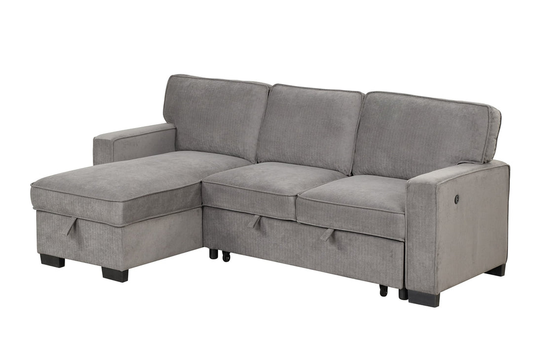 MARCOS Grey Sectional With Pull-Out Bed