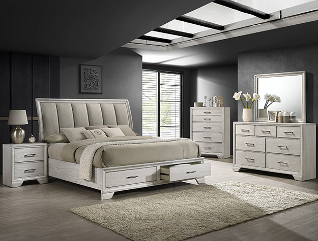 Jaymes White Mist Storage Platform Bed