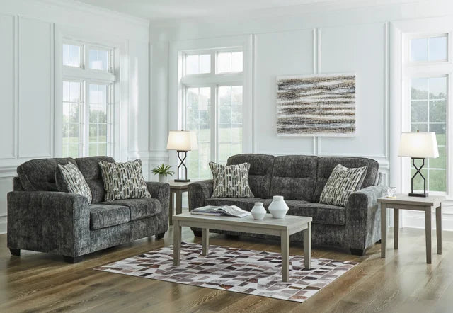 Lonoke Gunmetal Sofa and Loveseat