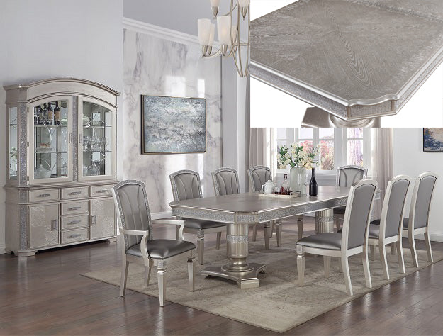 Klina Silver Champagne Double Pedestal Dining Set