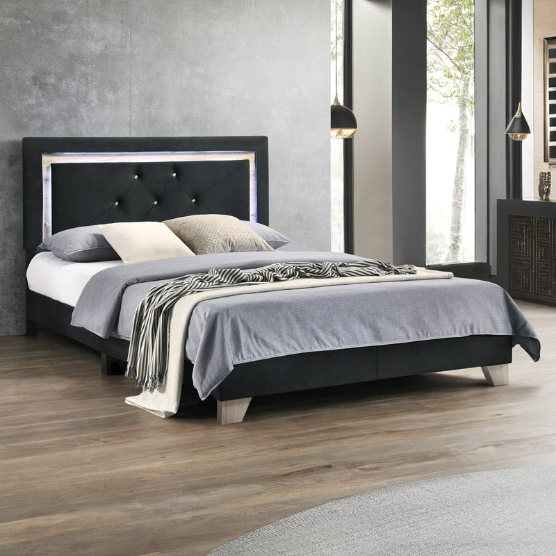 HH Black LED Platform Bed