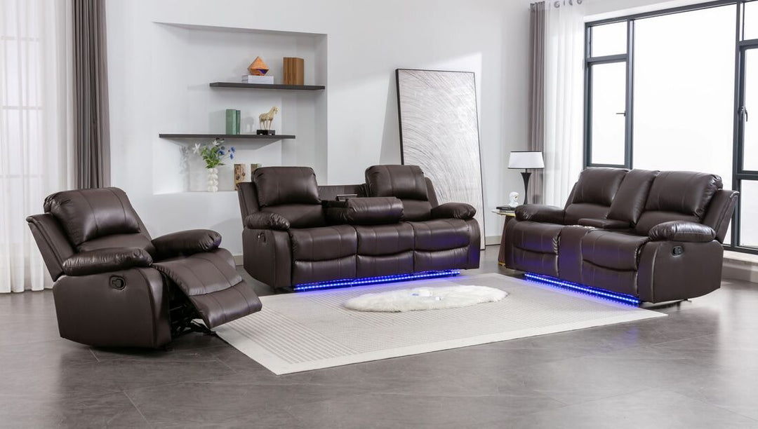 Daytona 3-Piece Brown Reclining Sofa Set