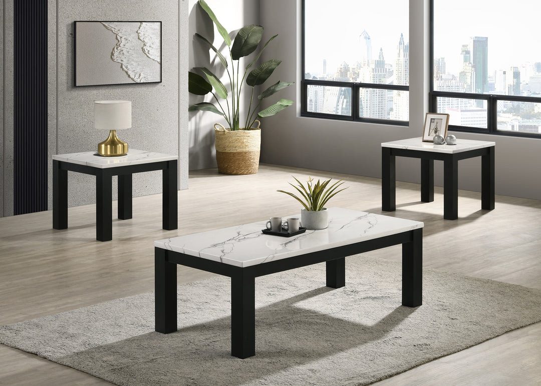 Ivy Faux Marble White Cocktail Set