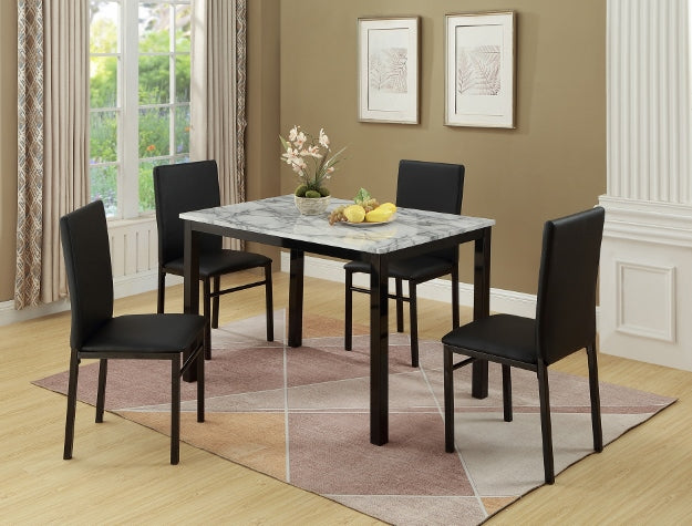 Aiden White/Black 5-Piece Dining Set