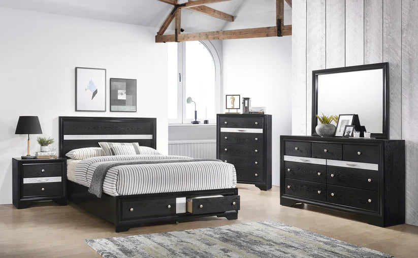 Regata Black Platform Storage Bedroom Set