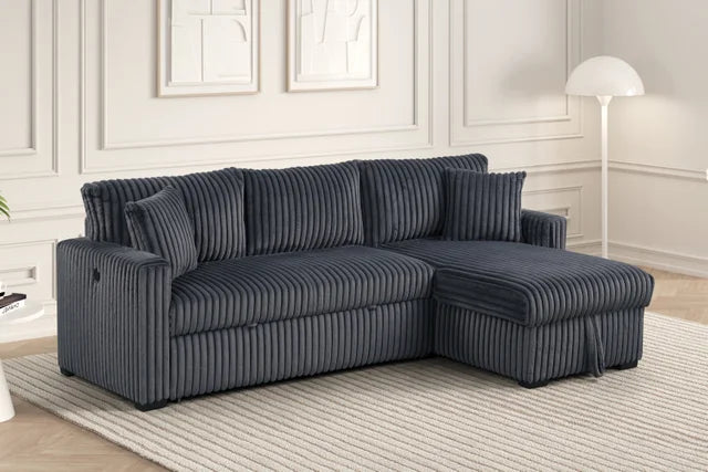 Marcos Charcoal Sectional With Pull-Out Bed
