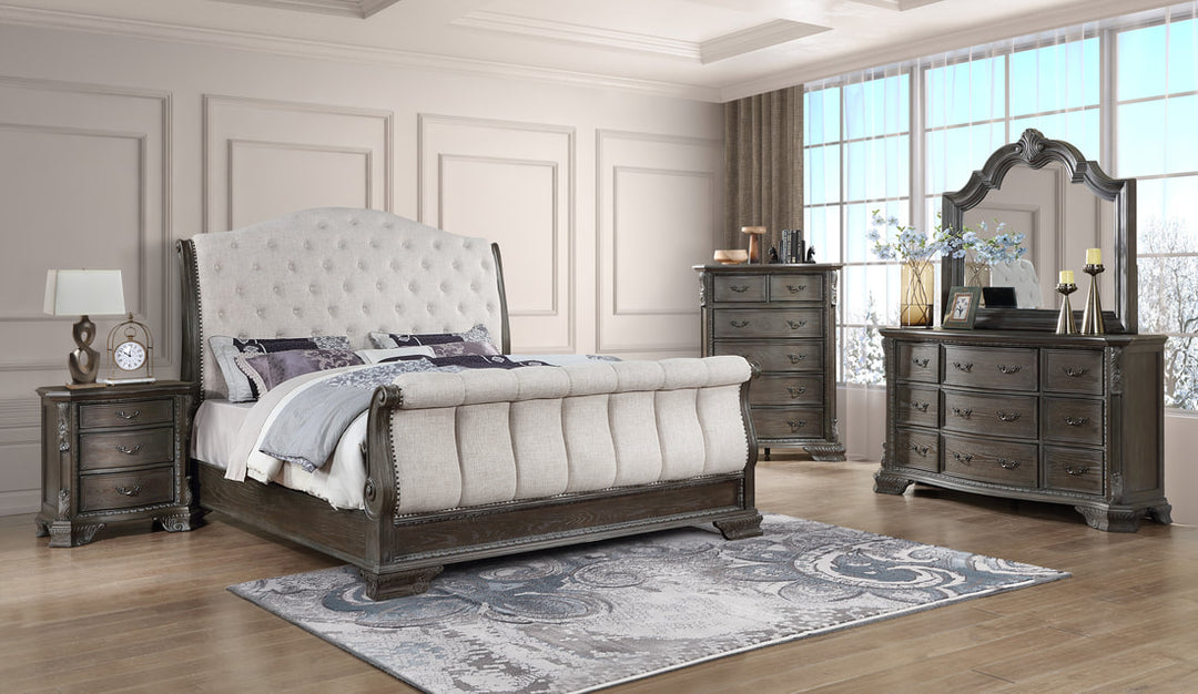 Antique 4-Piece Bedroom Set (Bed, Dresser, Mirror, & Nightstand)