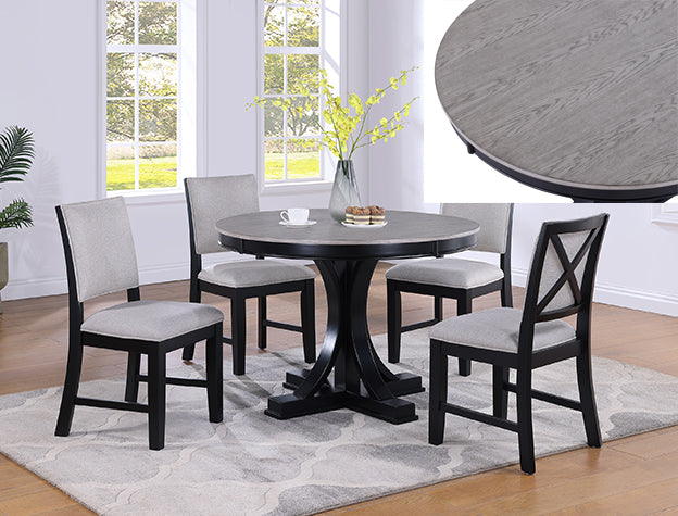 Harriet Light Grey/Black 5-Piece Dining Set