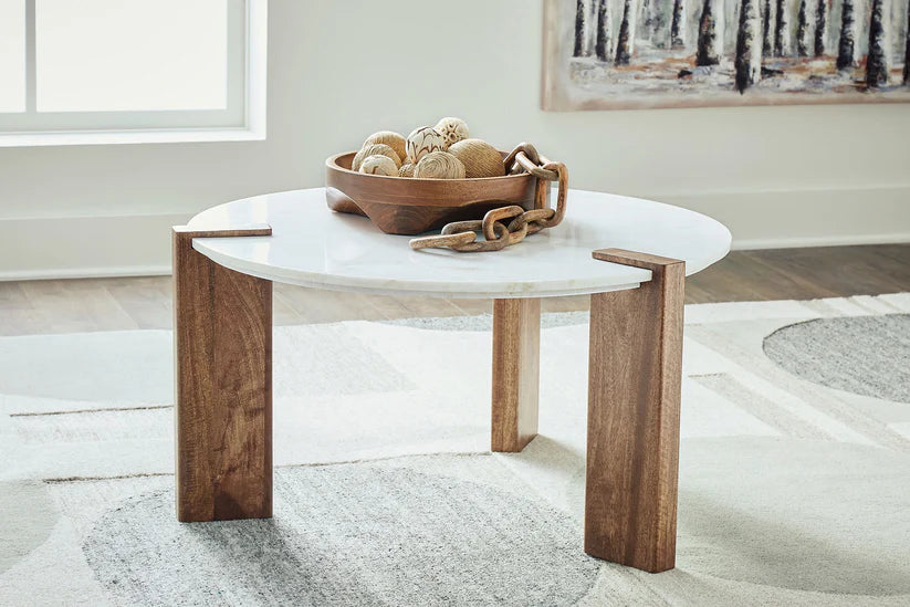 Isanti White/Brown Cocktail Table