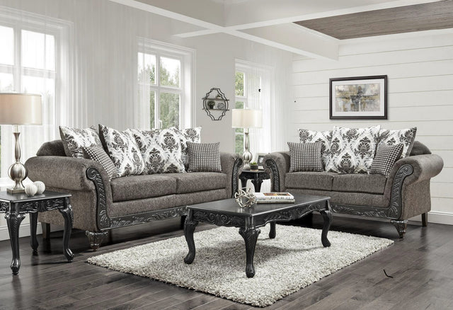 Charcoal Gray/ Blach  Sofa and Loveseat Set