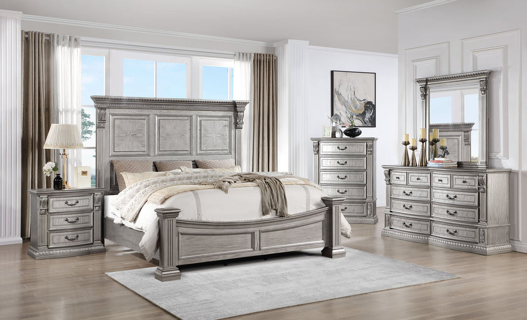 Platinum Wooden Panel Bedroom Set