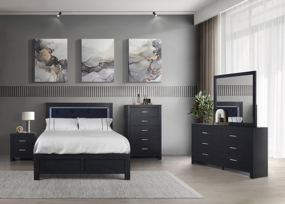 Moonlight Black 5-Piece Bedroom Set (Bed, Dresser, Mirror, Chest & Nightstand)
