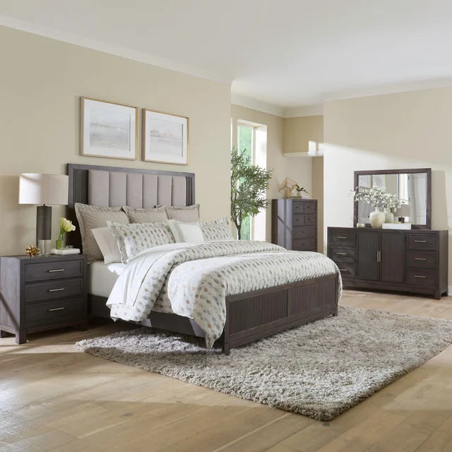 Satin Wash 5-Piece Bedroom Set (Bed, Dresser, Mirror, Chest & Nightstand)