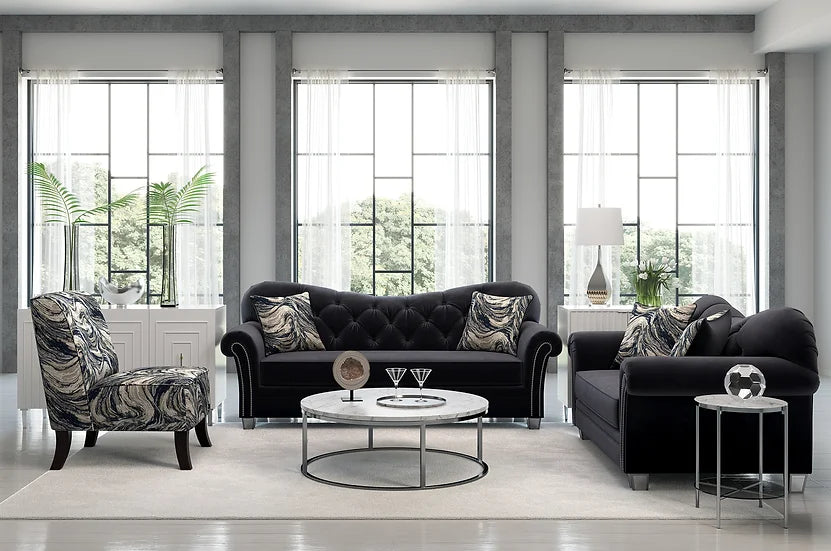 Bing Black Sofa & Loveseat