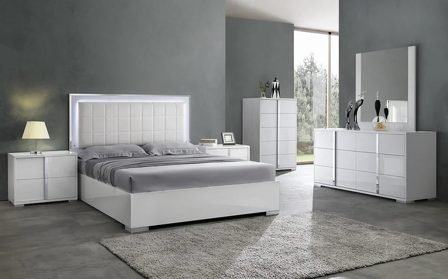 Beverly White Gloss Platform Bedroom Set