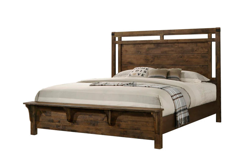 Curtis Rustic Brown Panel Bed