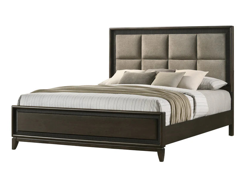 Saratoga Brown Upholstered Panel Bed