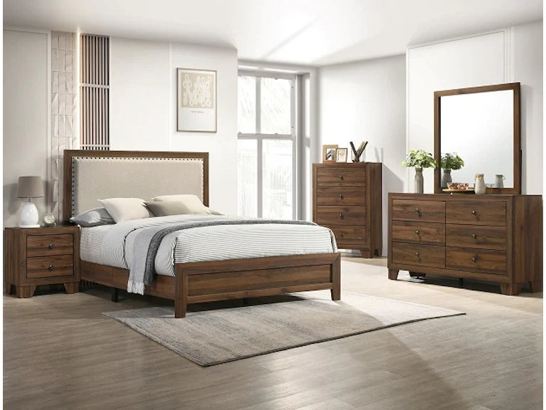 Millie Upholstered Brown Bedroom Set