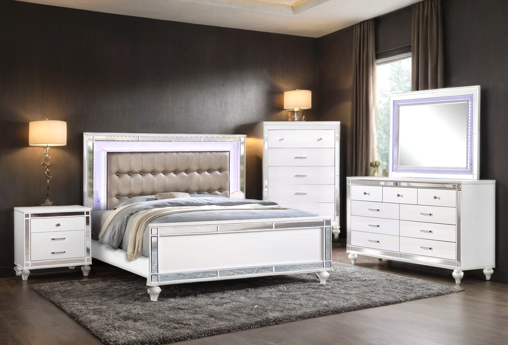 Blanca 4-Piece Bedroom Set (Bed, Dresser, Mirror, & Nightstand)