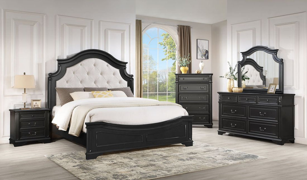 Black 4-Piece Bedroom Set (Bed, Dresser, Mirror & Nightstand)
