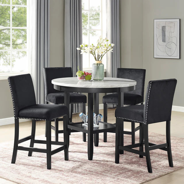 Lennon Black Round 5-Piece Dining Set