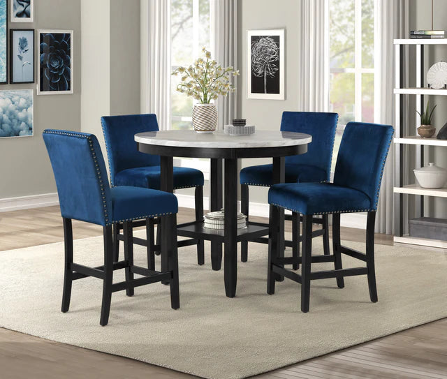 Lennon Blue Round 5-Piece Dining Set