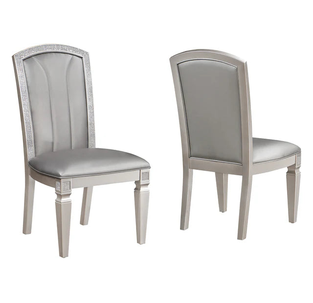 Klina Silver Champagne Side Chair, Set of 2