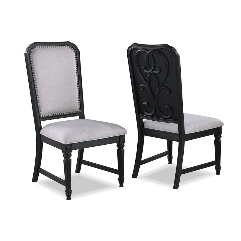 Kingsbury Black/Gray Side Chair, Set of 2