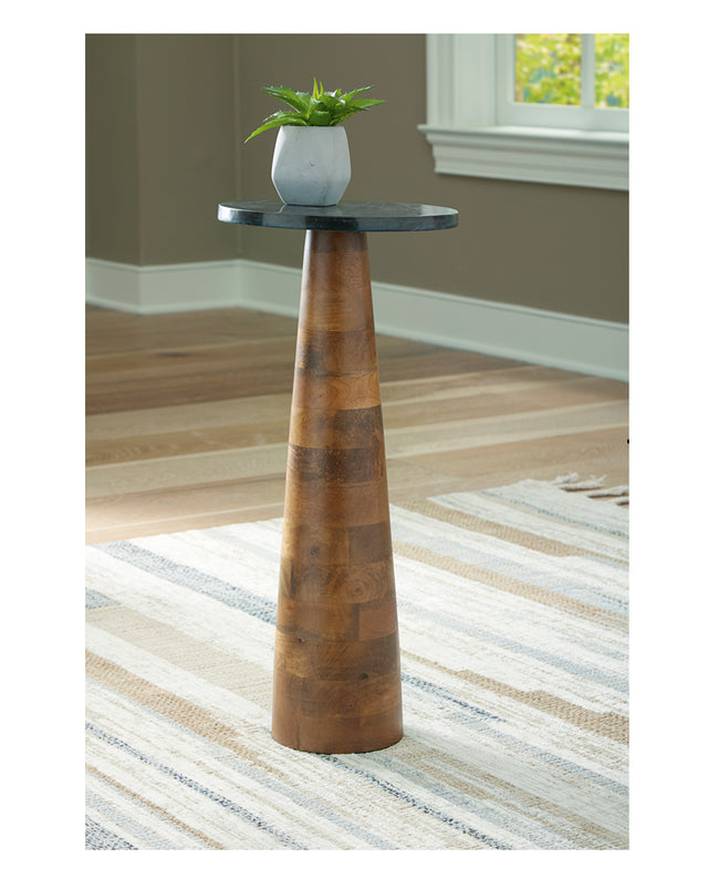 Brown/Black Marble Accent Table