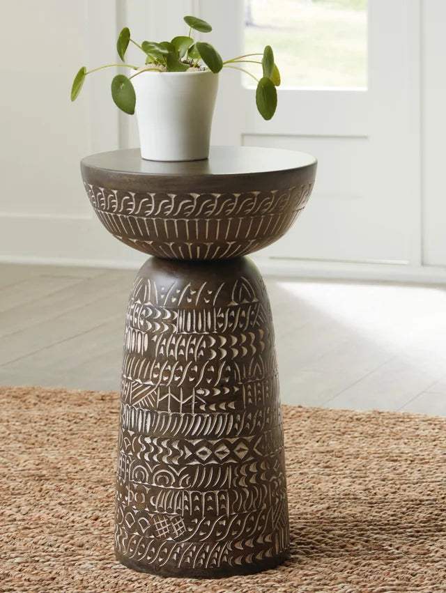 Cream/Brown Accent Table