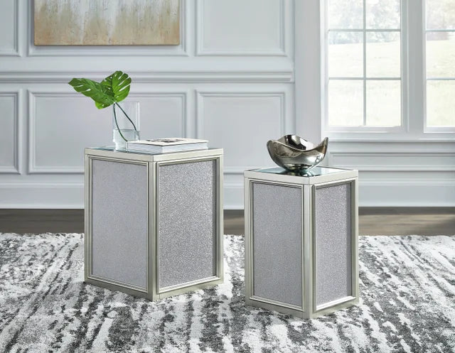 Silver Finish Nesting End Table Set