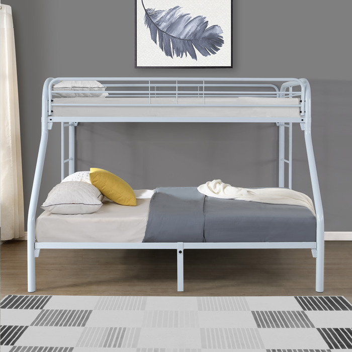 White Metal Twin/Full Bunk Bed