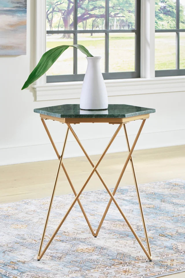 Green/ Gold Marble Accent Table