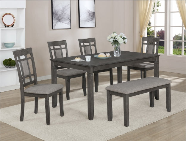 Grey Paige 6-Piece Dining Table With Bench
