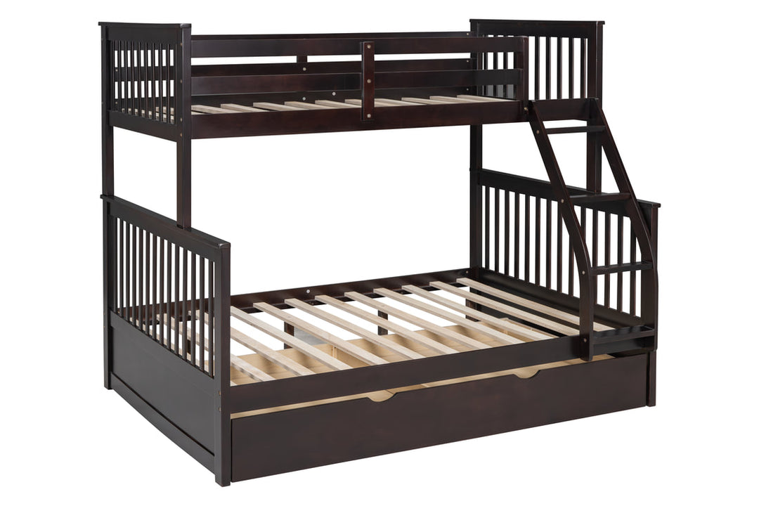 Espresso Twin/Full Bunk Bed with Twin Trundle