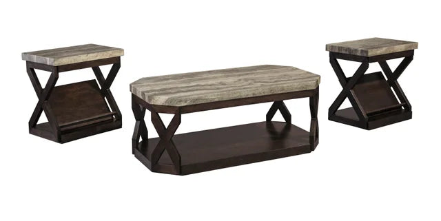 Radilyn Grayish Brown 3pc Coffee Table Set