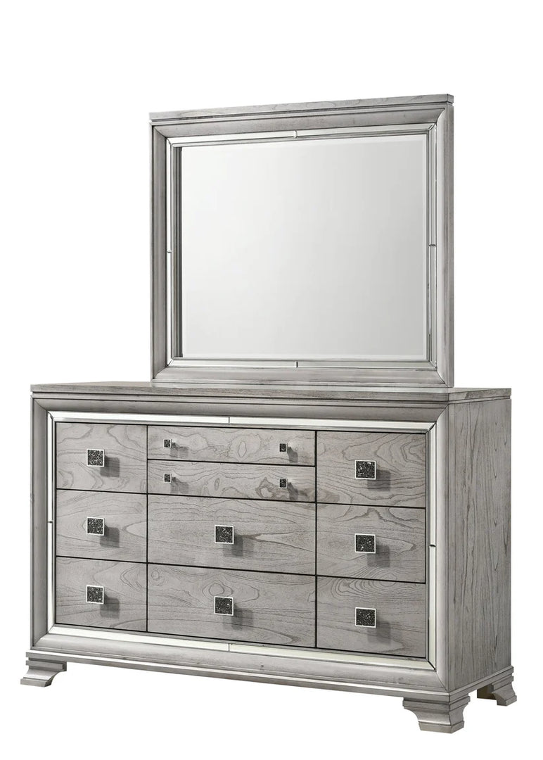 Vail Led Gray Upholstered Panel Bedroom Set