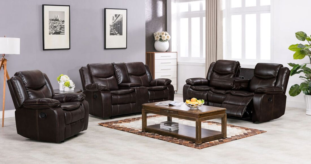 Reno 3-Piece Brown Reclining Sofa Set