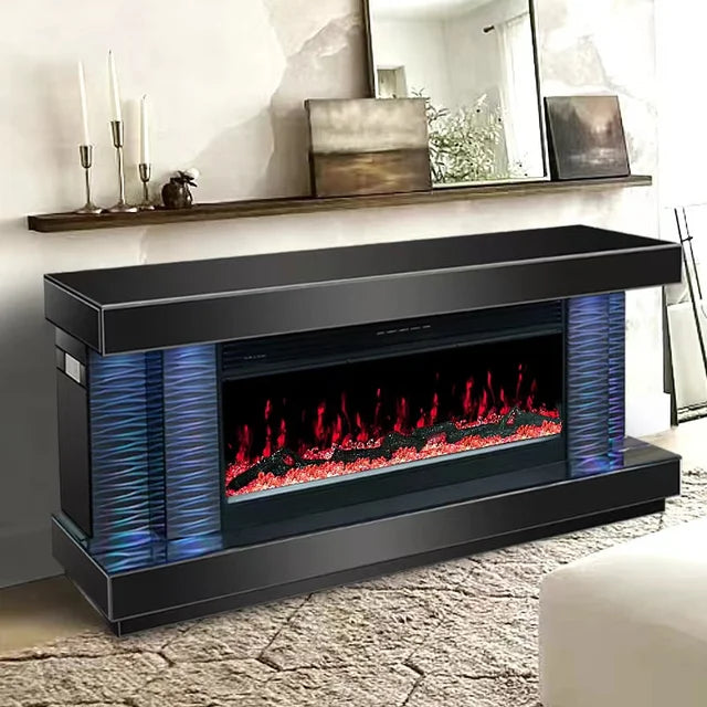 Luna Black TV Stand FirePlace