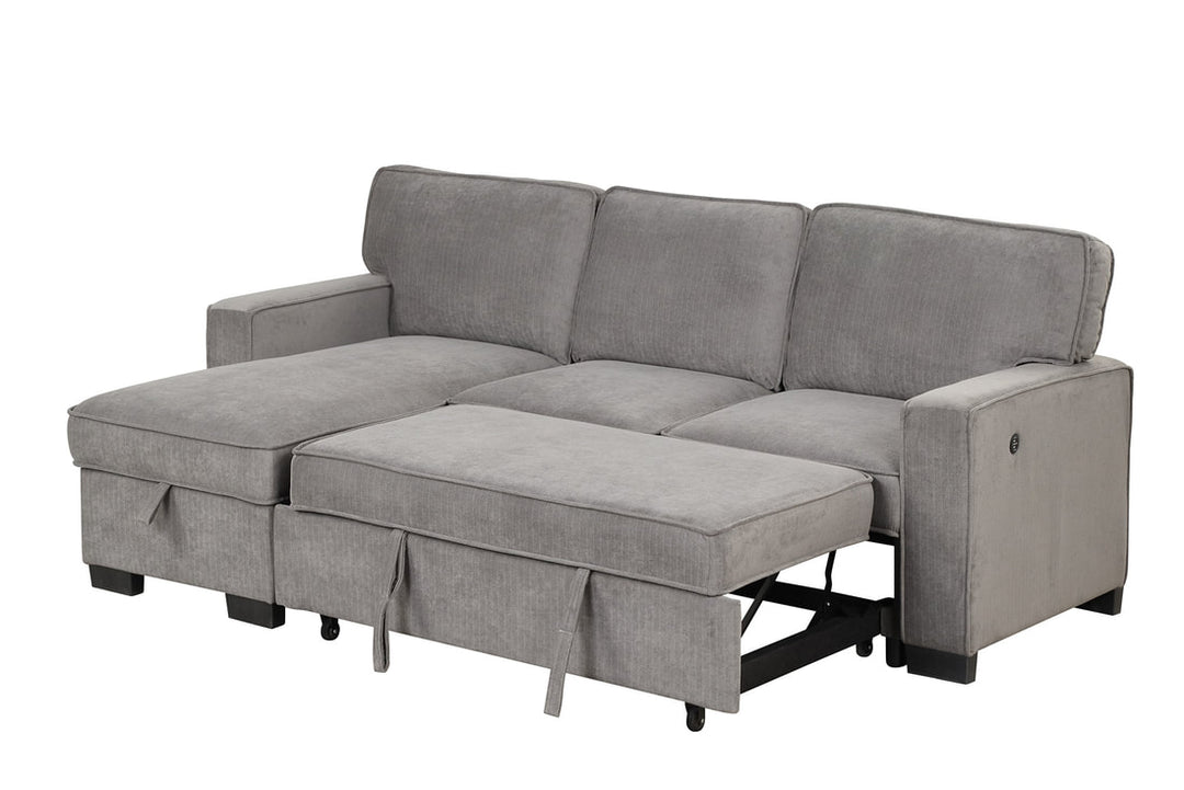 MARCOS Grey Sectional With Pull-Out Bed