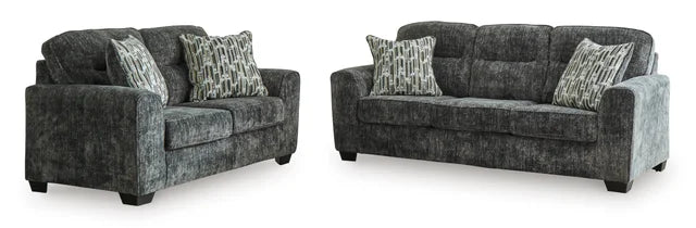 Lonoke Gunmetal Sofa and Loveseat