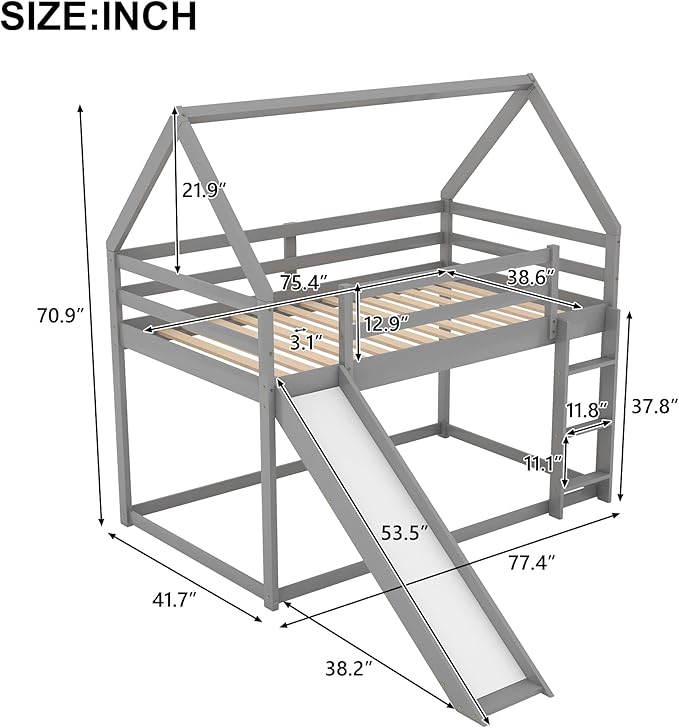 House Bunk Bed Twin Over Twin