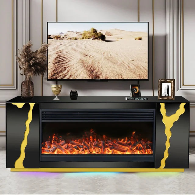 Rosa II Black 71" Fireplace Tv Stand