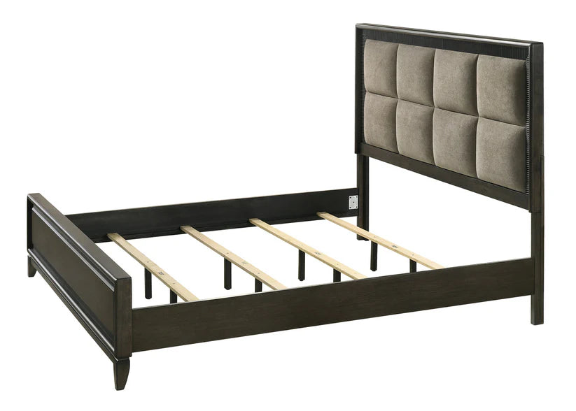 Saratoga Brown Upholstered Panel Bed