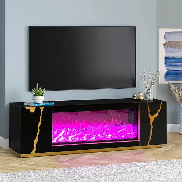 Rosa Black 71" Fireplace Tv Stand