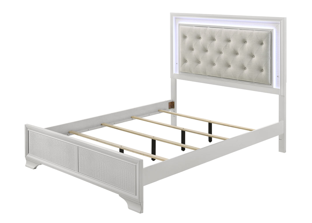 Lyssa LED Frost Upholstered Panel Bed