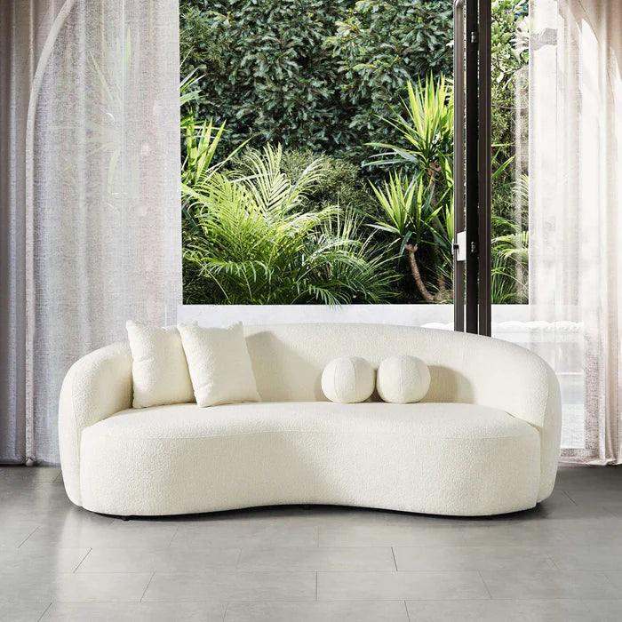 Drake Japandi Style Curvy Boucle Sofa