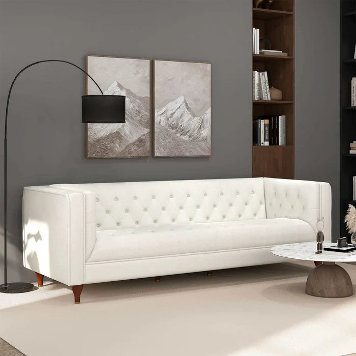 Evelyn Beige Boucle Luxury Chesterfield Sofa