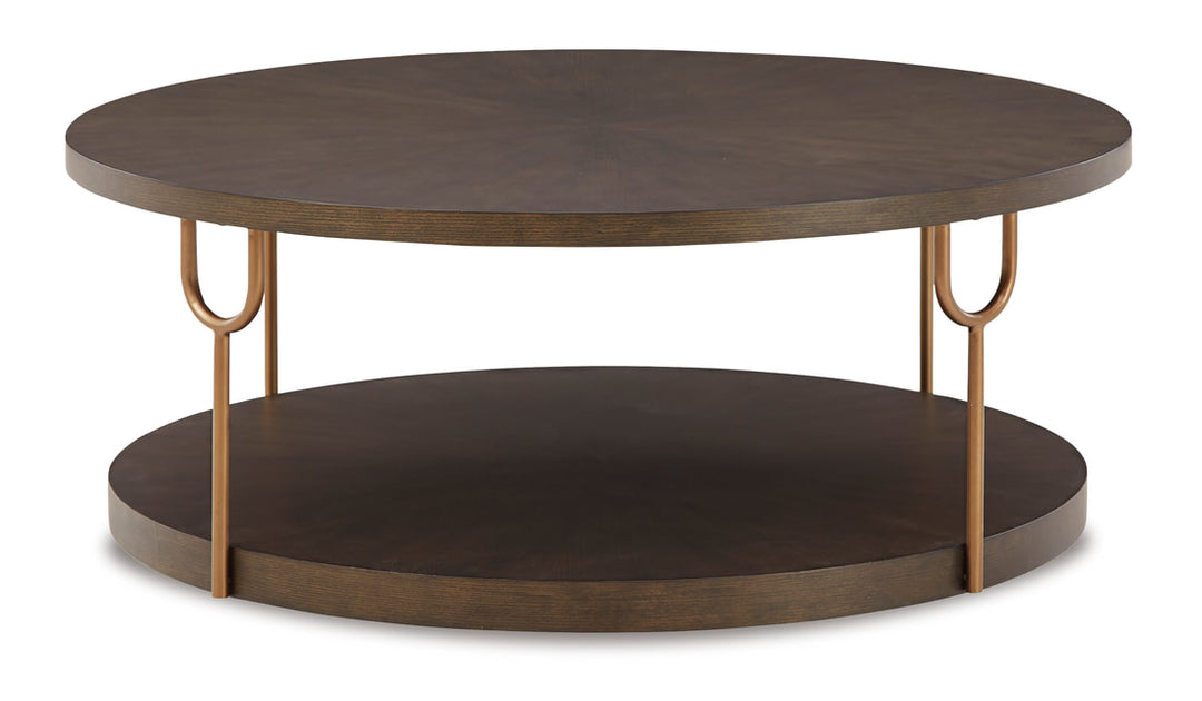 Brazburn Dark Brown/Gold Finish  Cocktail Table