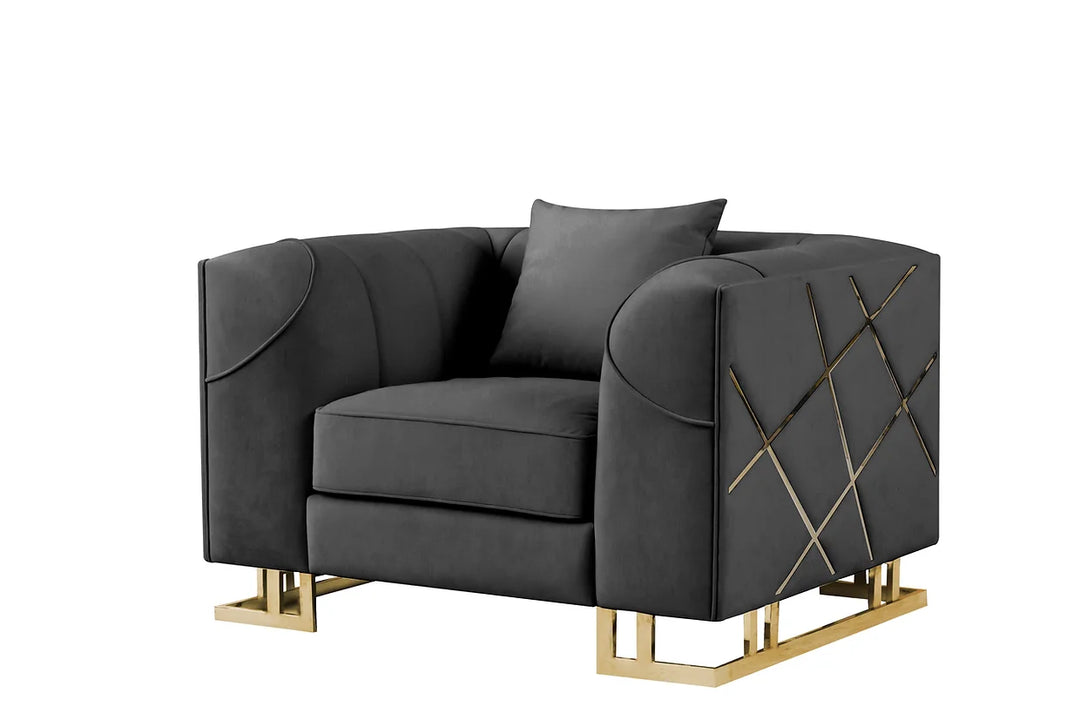 Designer Black Velvet Sofa Set